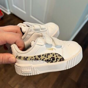 Puma Kids White and Leopard Sneakers